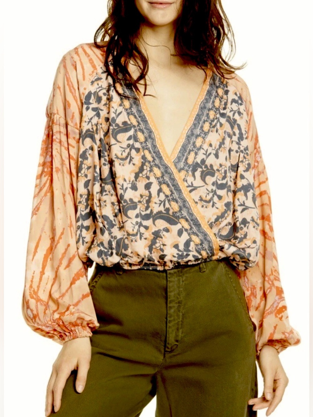 FREE PEOPLE BOHO CROP POET TOP XS/S WRAP COQUETTE WHIMSY COACHELLA FESTIVAL